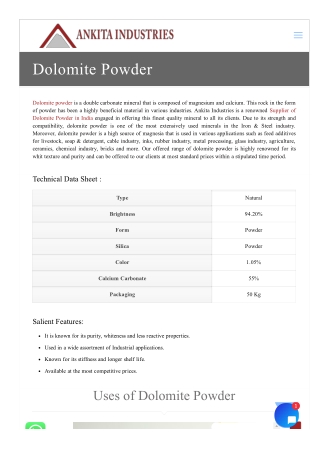 Dolomite Powder Manufacturer