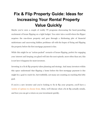 Fix & Flip Property Guide_ Ideas for Increasing Your Rental Property Value Quickly