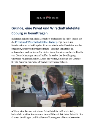 Gründe, eine Privat und Wirschaftsdetektei Coburg zu beauftragen.