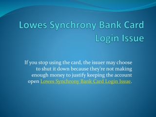 How to Fix Lowes Synchrony Bank Card Login Issue