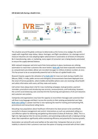 IVR & Bulk Calls During a Health Crisis