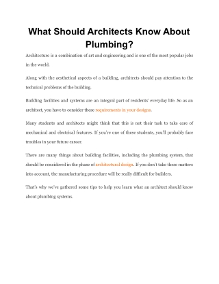 What Should Architects Know About Plumbing_