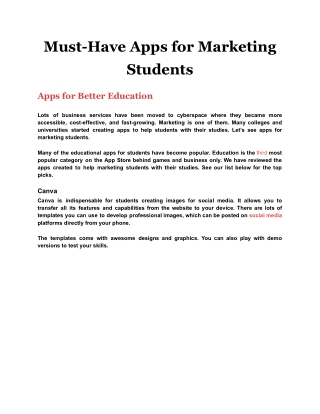 Must-Have Apps for Marketing Students
