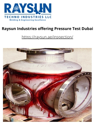 Raysun Industries offering Pressure Test Dubai