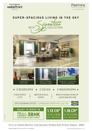 Luxury 3 BHK in Bangalore for Sale in Pashmina Waterfront