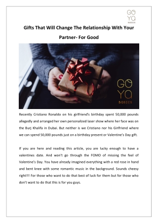 Gifts That Will Change The Relationship With Your Partner- For Good