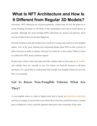 What Is NFT Architecture and How Is It Different from Regular 3D Models_