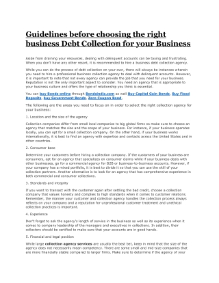 Guidelines before choosing the right business Debt Collection for your Business