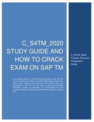 C_S4TM_2020 Study Guide and How to Crack Exam on SAP TM