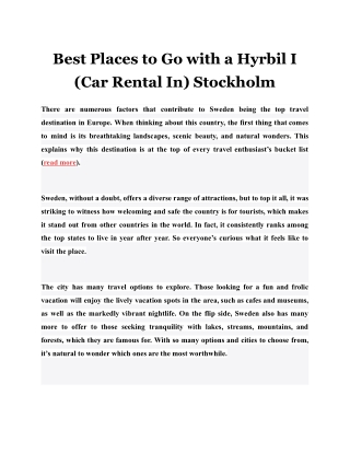 Best Places to Go with a Hyrbil I (Car Rental In) Stockholm