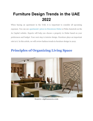 Furniture Design Trends in the UAE 2022