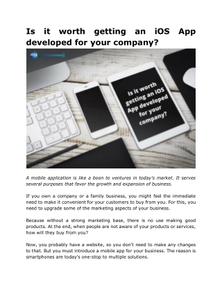 Is it worth getting an iOS App developed for your company?