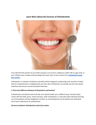 Learn More About the Services of Orthodontists.docx