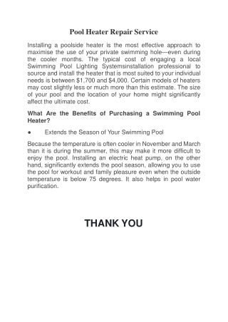 pool heater service