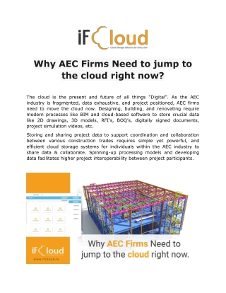 Why AEC Firms Need to jump to the cloud right now ?