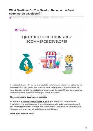 What Qualities Do You Need to Become the Best ecommerce developer