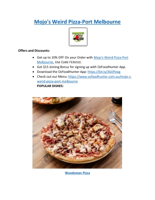 5% Off - Mojo's Weird Pizza Menu Port Melbourne, VIC