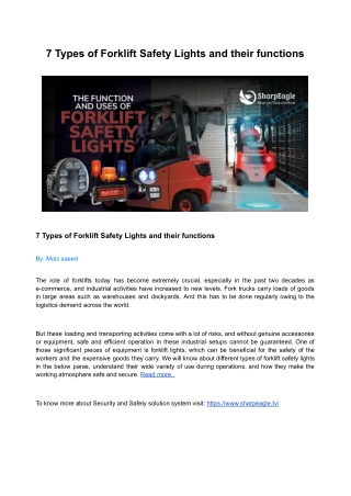 7 Types of Forklift Safety Lights and their functions