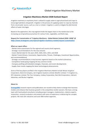 Irrigation Machinery Market Forecasts to 2028