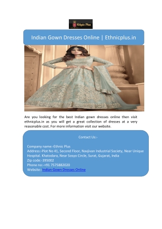 Indian Gown Dresses Online | Ethnicplus.in