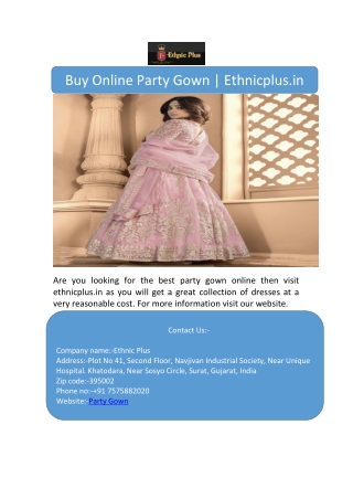 Buy Online Party Gown | Ethnicplus.in