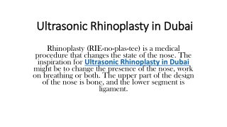 Ultrasonic Rhinoplasty in Dubai