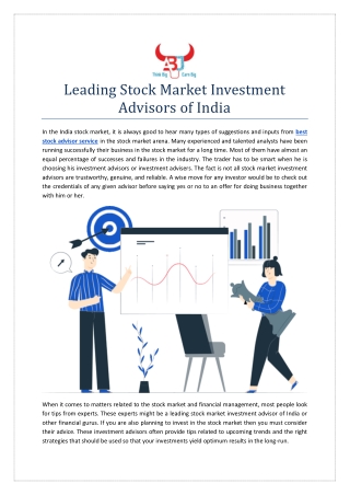 Leading Stock Market Investment Advisors of India