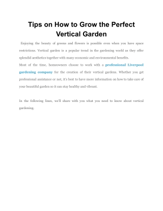 Tips on How to Grow the Perfect Vertical Garden