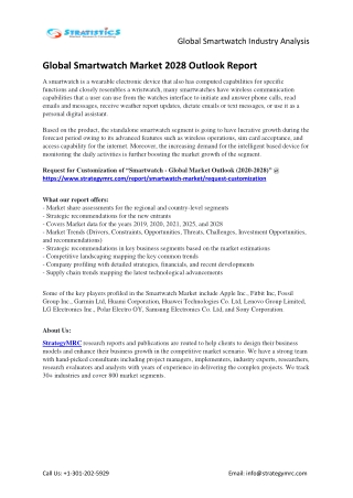 Global Smartwatch Market Drivers, Opportunities, Developments, Revenue