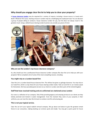 Why should you engage clear the lot to help you to clear your property