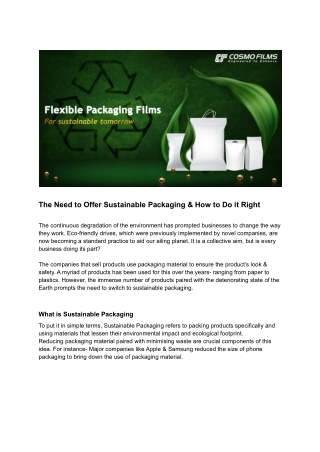 The Need to Offer Sustainable Packaging & How to Do it Right