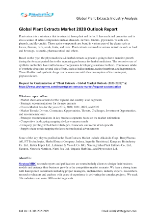 Plant Extracts Market Size, Analysis, Top Players, and Forecast to 2028