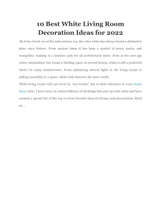 10 Best White Living Room Decoration Ideas for 2022