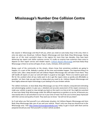 Mississauga’s Number One Collision Centre