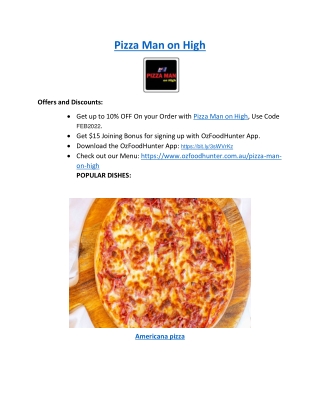 5% Off - Pizza Man on High Takeaway Menu Reservoir, VIC