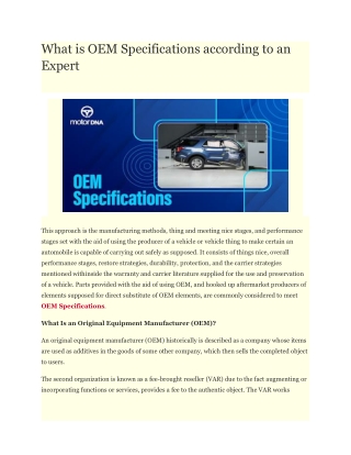 What is OEM Specifications according to an Expert
