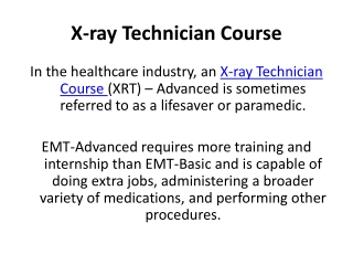 X-ray Technician Course In Agra