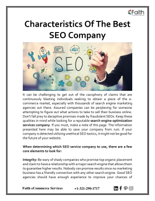 Characteristics Of The Best SEO Company