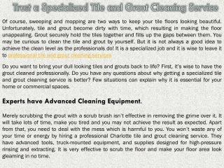 Trust a Specialized Tile and Grout Cleaning Service