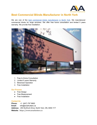Best Commercial Blinds Manufacturer in North York