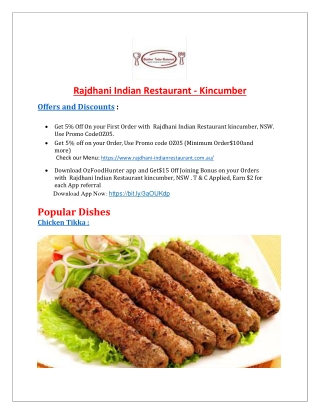 $5 Off - Rajdhani Indian Restaurant Kincumber takeaway, NSW<