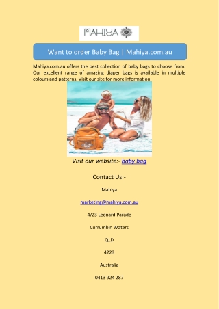 baby bagWant to order Baby Bag | Mahiya.com.au