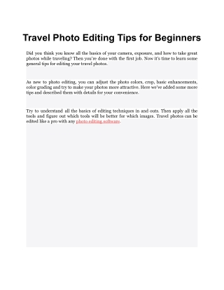 Travel Photo Editing Tips for Beginners