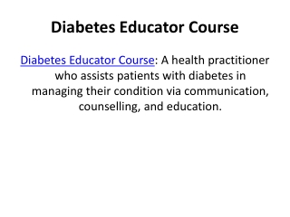 Diabetes Educator Course In Agra