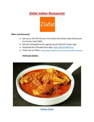 15% Off - Ziafat Indian Restaurant Camden Delivery, NSW