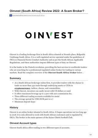 Oinvest Review: A Scam Broker?