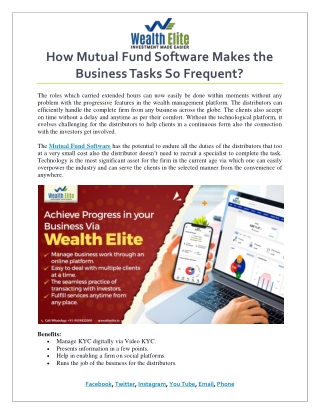 How Mutual Fund Software Makes the Business Tasks So Frequent