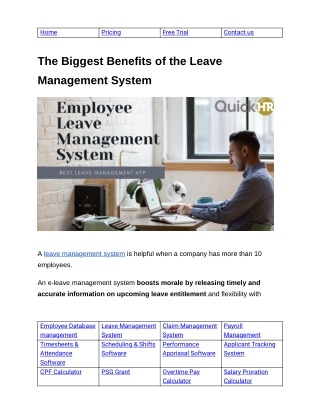 The Biggest Benefits Of The Leave Management System