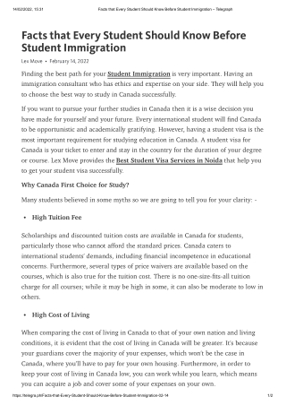 Facts that Every Student Should Know Before Student Immigration