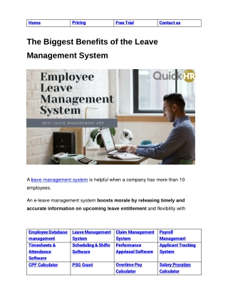 The Top Benefits Of The Leave Management System